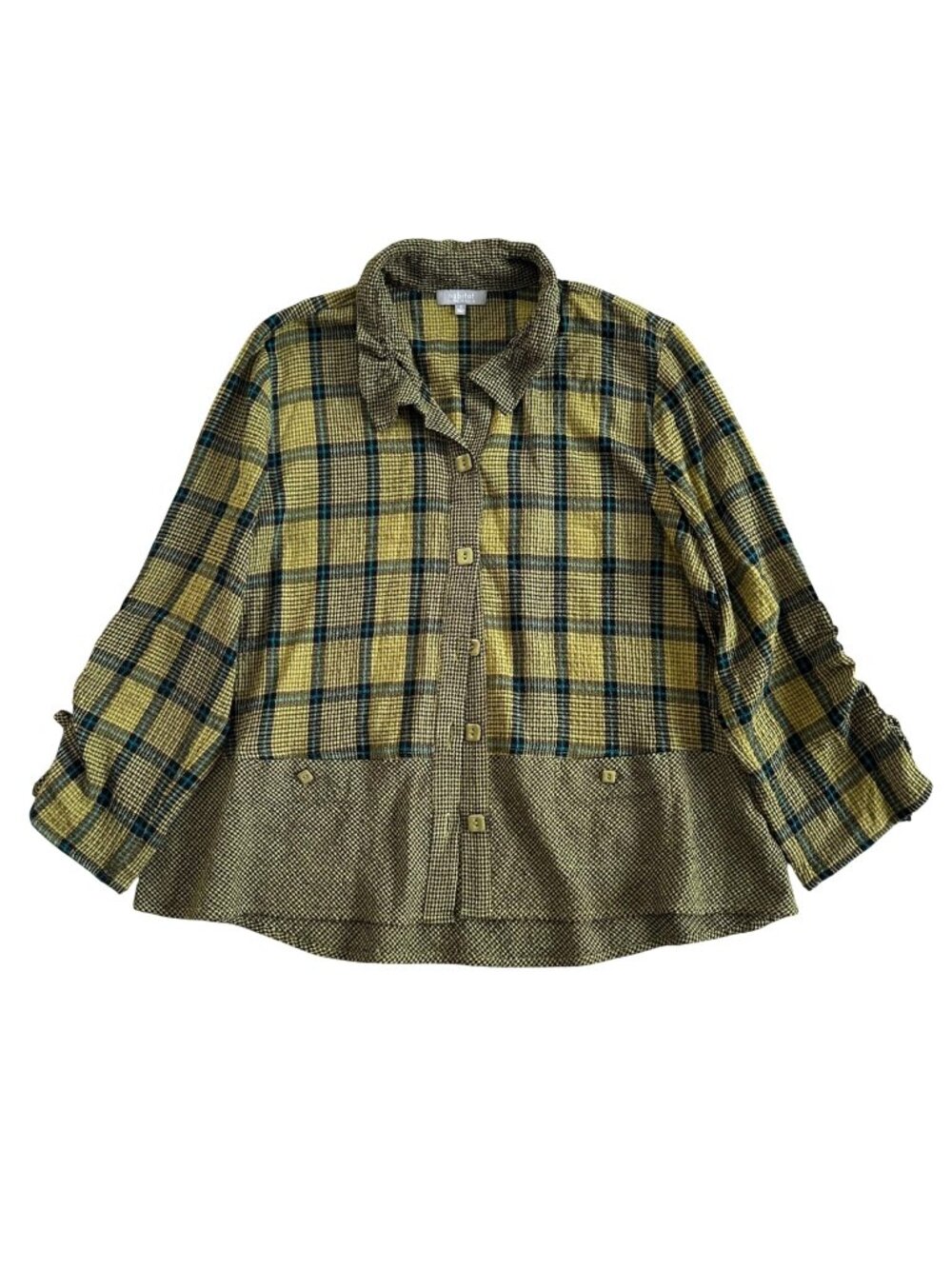 Habitat Women's Sz Small Clothes To Live In Green Plaid Button-Up Shirt